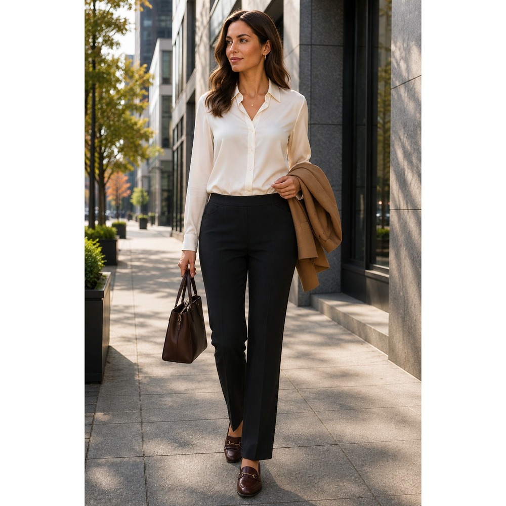 NWT Talbots Signature Black Straight Leg Dress Pants Side Zip Size 10